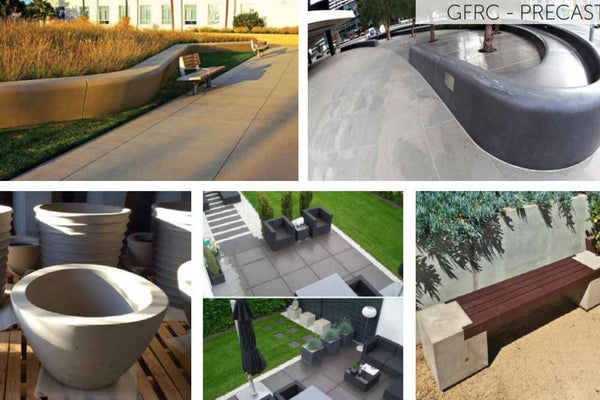 Collage of concrete garden